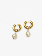 Chunky Hoop Baroque White Pearl Earrings