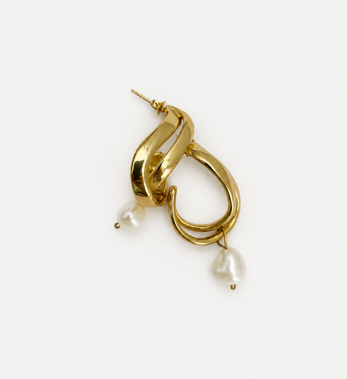 Keshi Round White Pearl Hoop Earrings