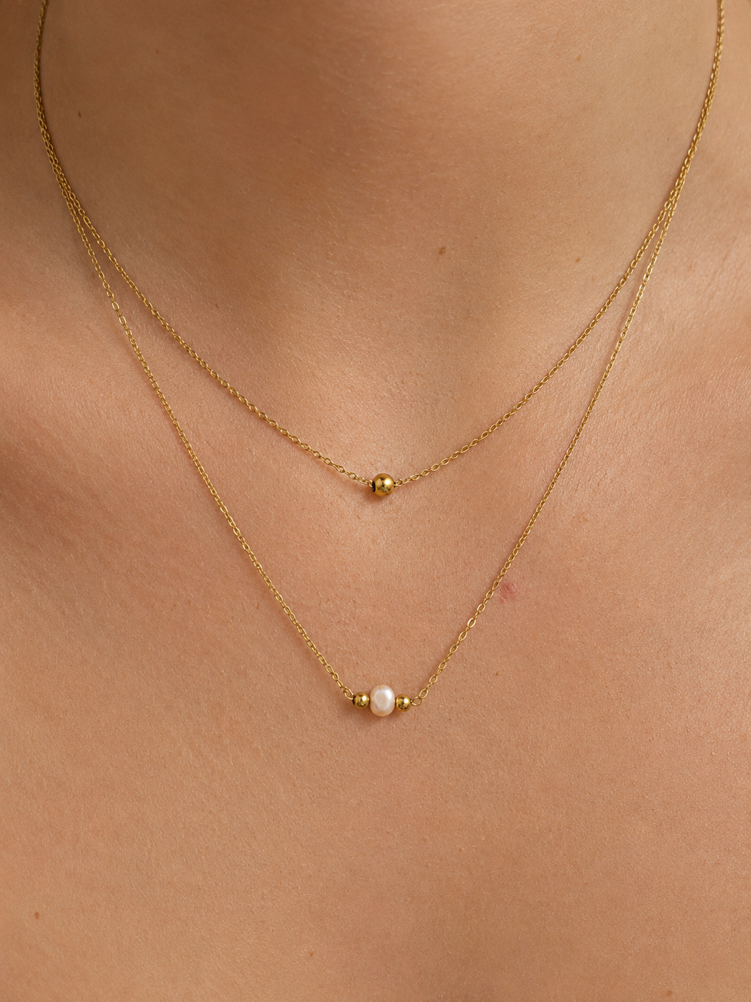 Minimal Double Layer Pearl Necklace