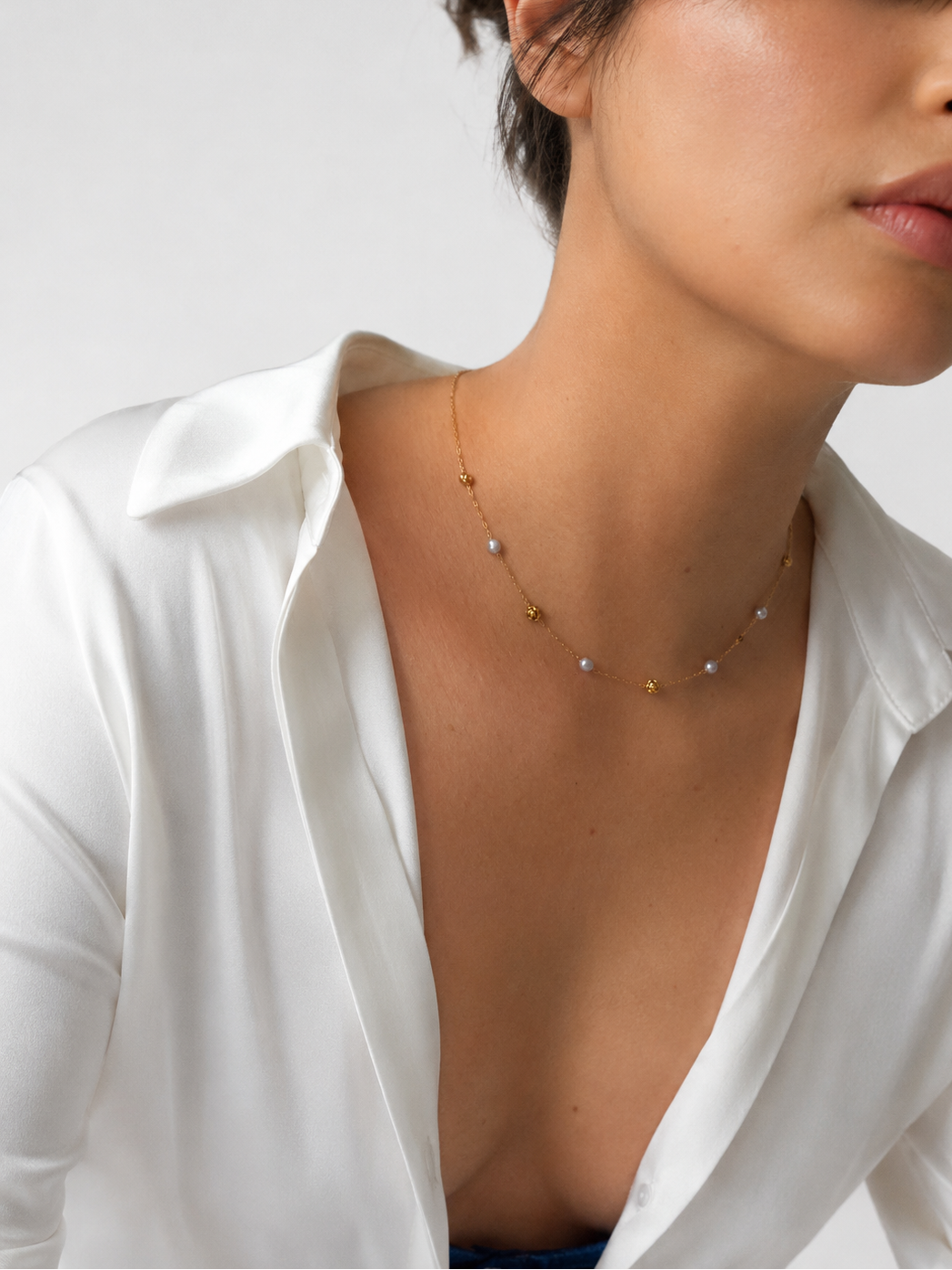 Rose and Grey Pearl Necklace