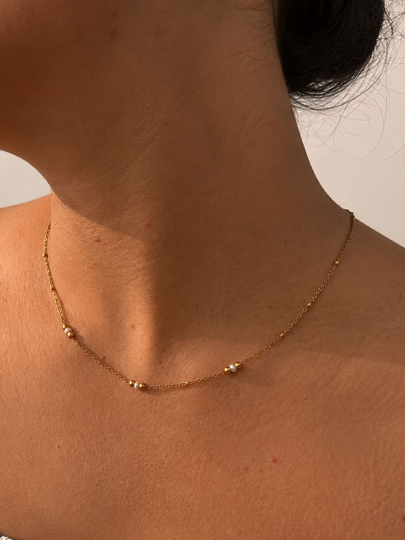 Delicate White Keshi Pearl Necklace