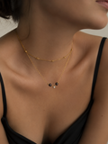 Sparkling Dark Pearl Pendant Layered Beaded Necklace