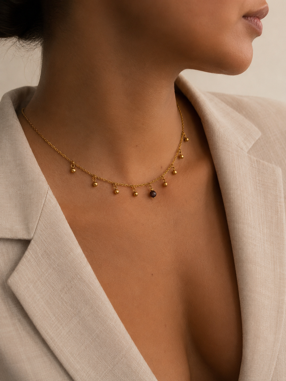 Bead and Pearl Charm Necklace