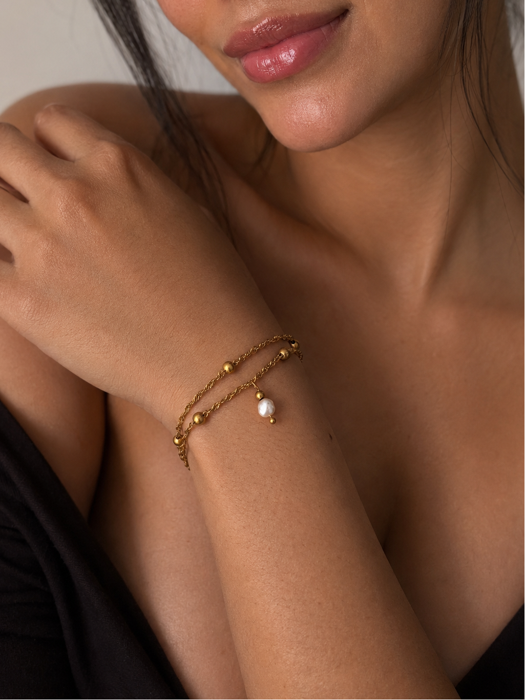 Double Layer Twisted Pearl Bracelet