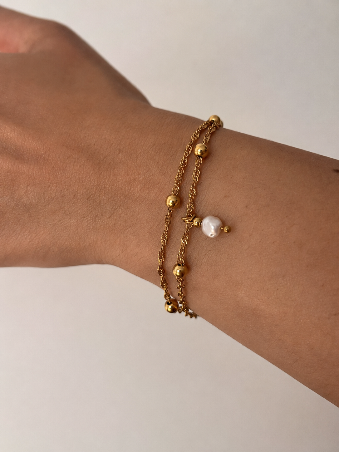 Double Layer Twisted Pearl Bracelet
