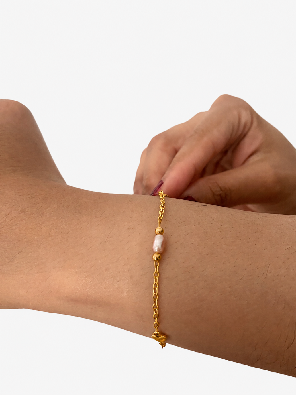 Hearts Pink Pearl Bracelet