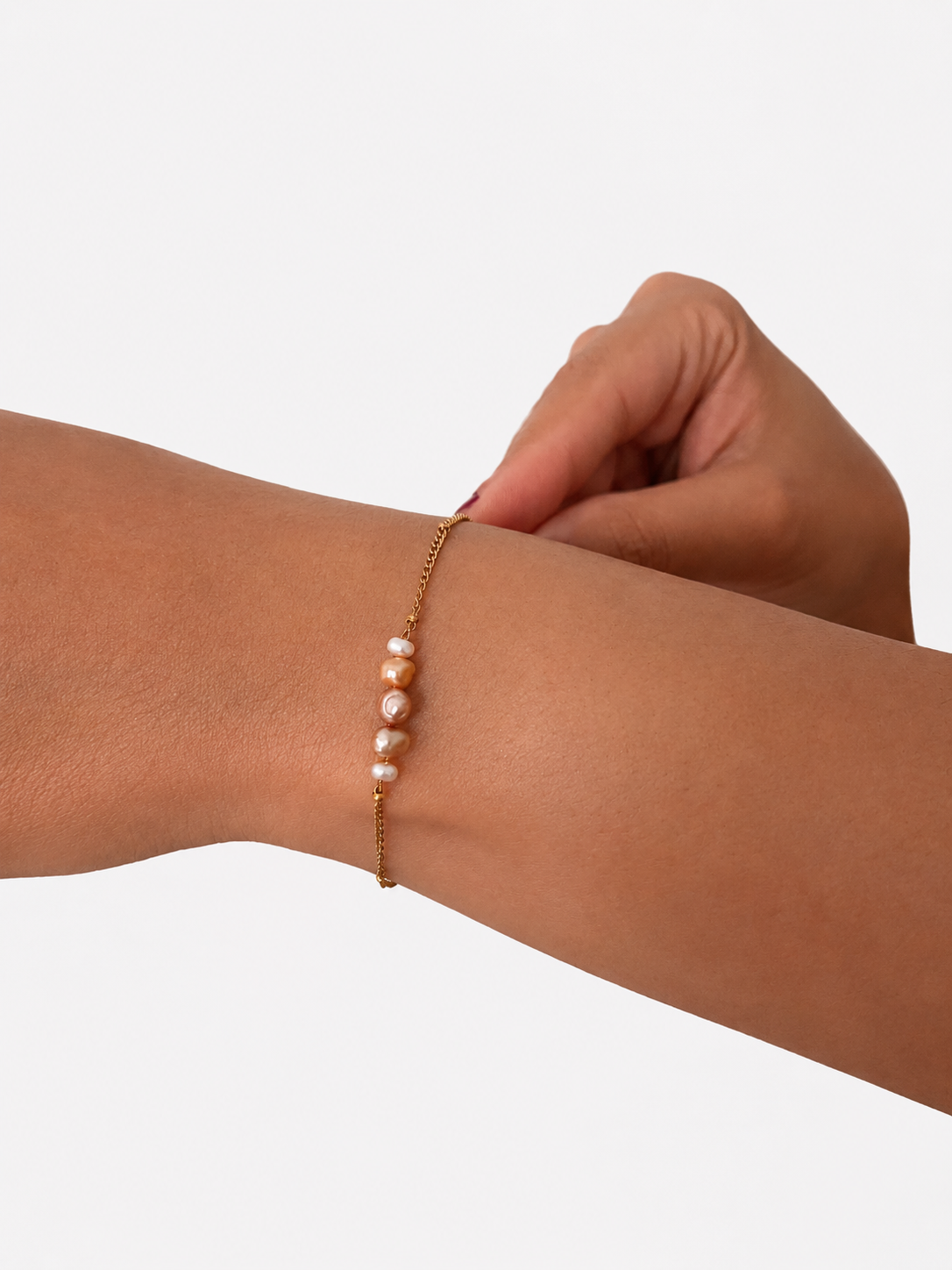 Gold and Pink Petit Pearl Bracelet