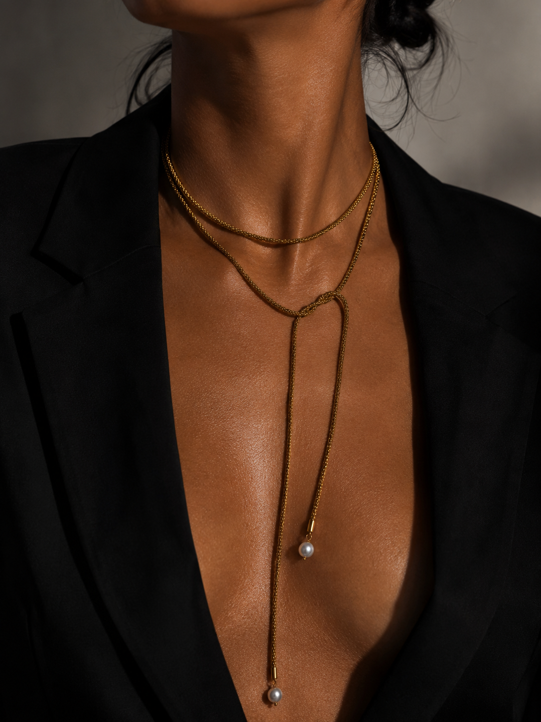 Open Beaded Necklace with Grey Keshi Pearls