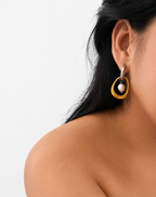 Two toned Hoop Keshi Round Pearl Hoop Earrings