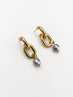 Link Drop Baroque Grey Pearl Earrings