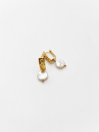 Rectangle Coin Pearl Drop Earrings