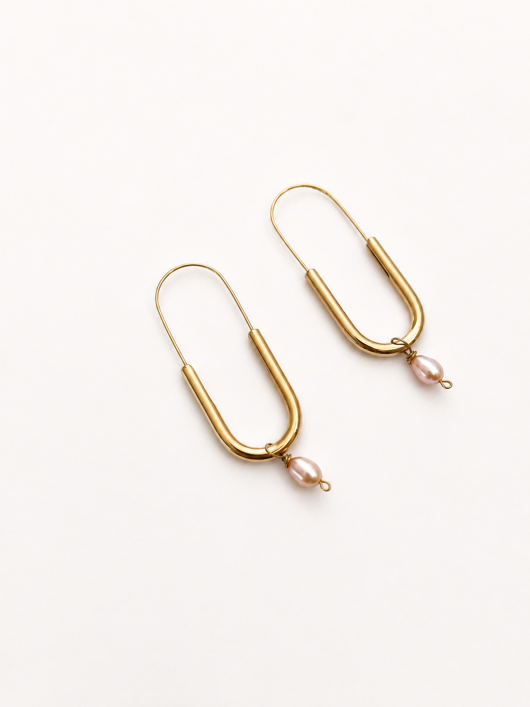 Paperlink Oval Pink Pearl Earrings