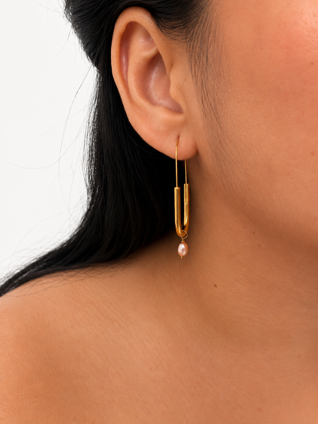 Paperlink Oval Pink Pearl Earrings