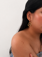 Interlinked Heart Oval White Pearl Earrings