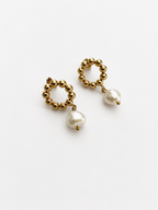Beaded Baroque Round Pearl Drop Earrings