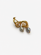 Droplet Baroque Round Grey Pearl Earrings
