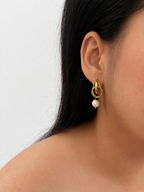 Droplet Baroque Round White Pearl Earrings