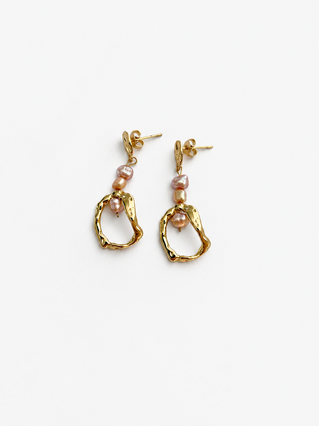 Organic Gold Baroque Pearl Droplet Earrings