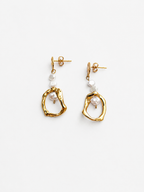 Organic White Baroque Pearl Droplet Earring