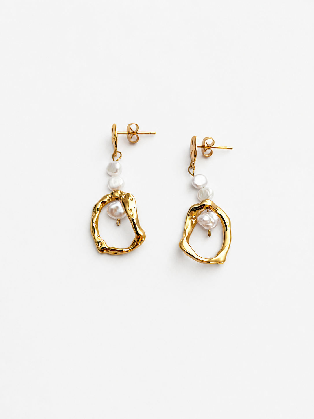 Organic White Baroque Pearl Droplet Earring
