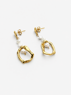 Organic White Baroque Pearl Droplet Earring