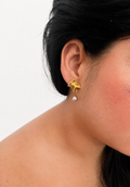 Gingko Leaf Oval Pearl Drop Earrings