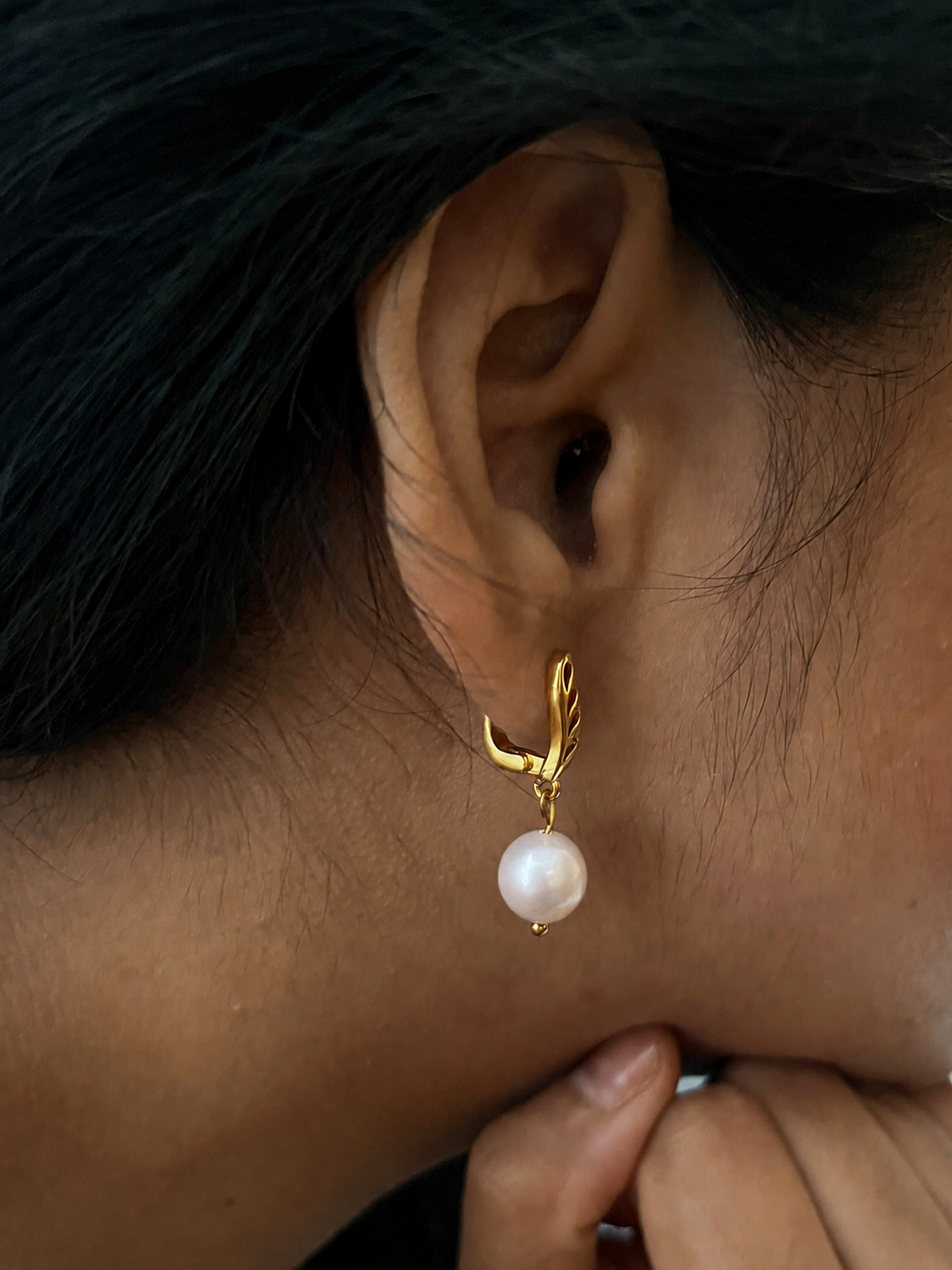 Baroque Round White Pearl Drop Earrings