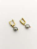 Baroque Round Grey Pearl Drop Earrings