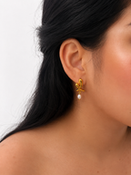 Cross Grey Pearl Stud Earrings
