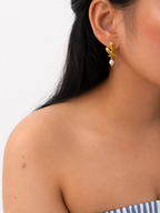 Cross Grey Pearl Stud Earrings