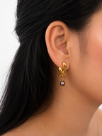 Cross Dark Pearl Stud Earrings