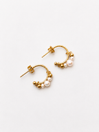White Keshi Pearl Creole Earrings