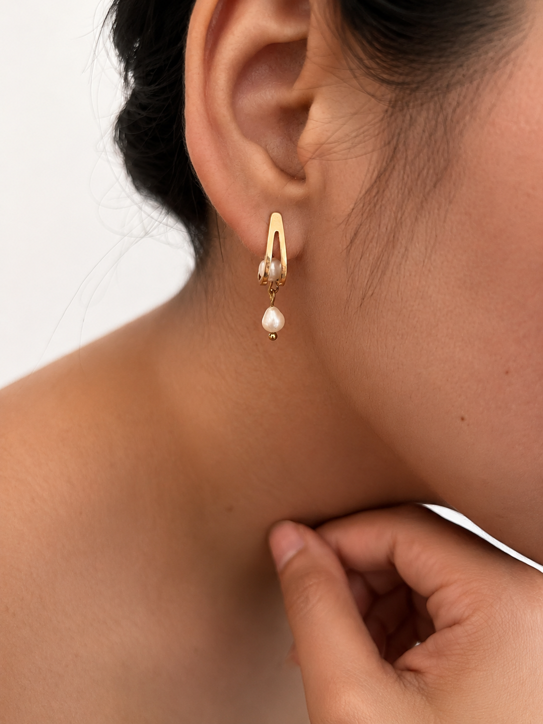 Delicate Pearl Huggie Earrings