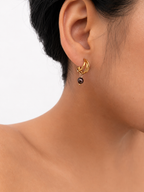 Small Triple Hoop Dark Pearl Earrings