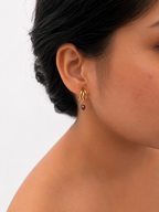 Small Triple Hoop Dark Pearl Earrings