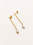 Linear Drop Pearl Earrings