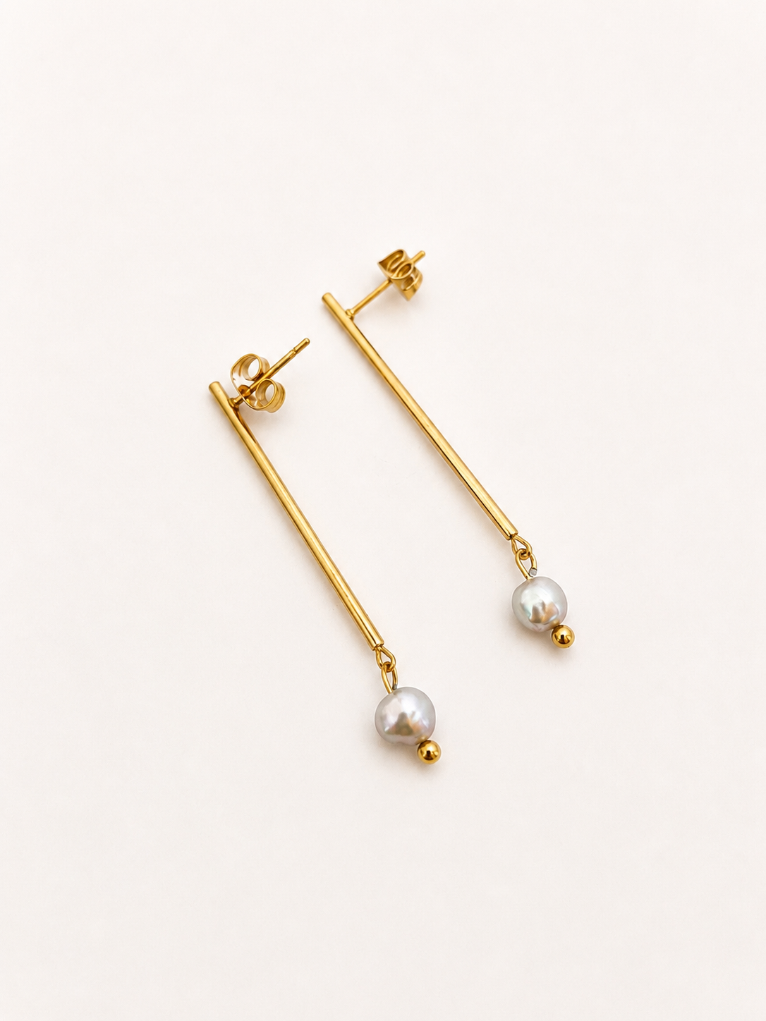 Linear Drop Pearl Earrings
