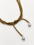 Open Beaded Necklace with Grey Keshi Pearls