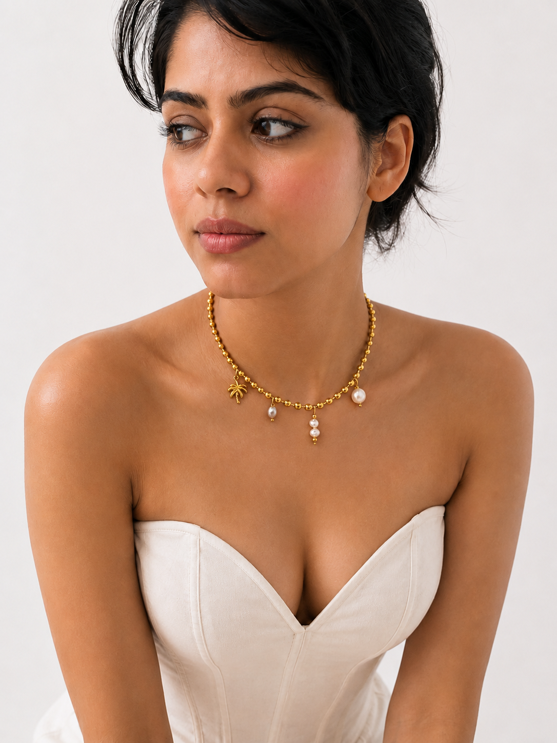 Beaded Pearl Charms Necklace