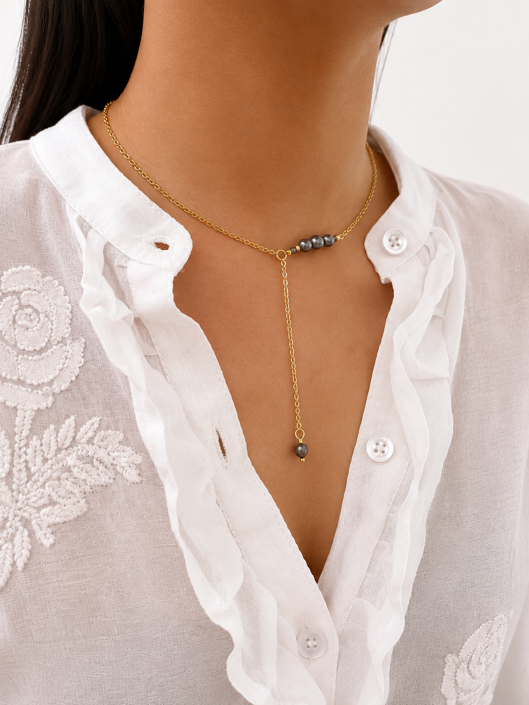 Lariat Dark Pearls Y-Necklace