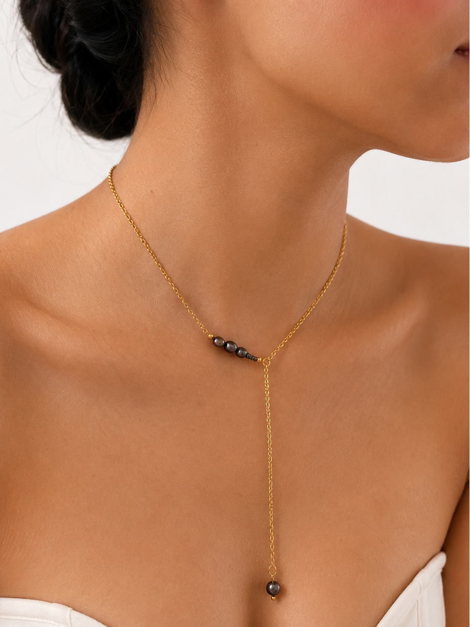 Lariat Dark Pearls Y-Necklace