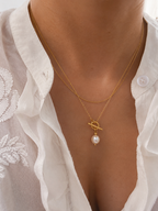 Lariat Keshi Round White Pearl Pendant Necklace