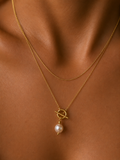 Lariat Keshi Round White Pearl Pendant Necklace