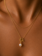 Lariat Keshi Round White Pearl Pendant Necklace