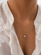 Lariat Keshi Round Grey Pearl Pendant Necklace