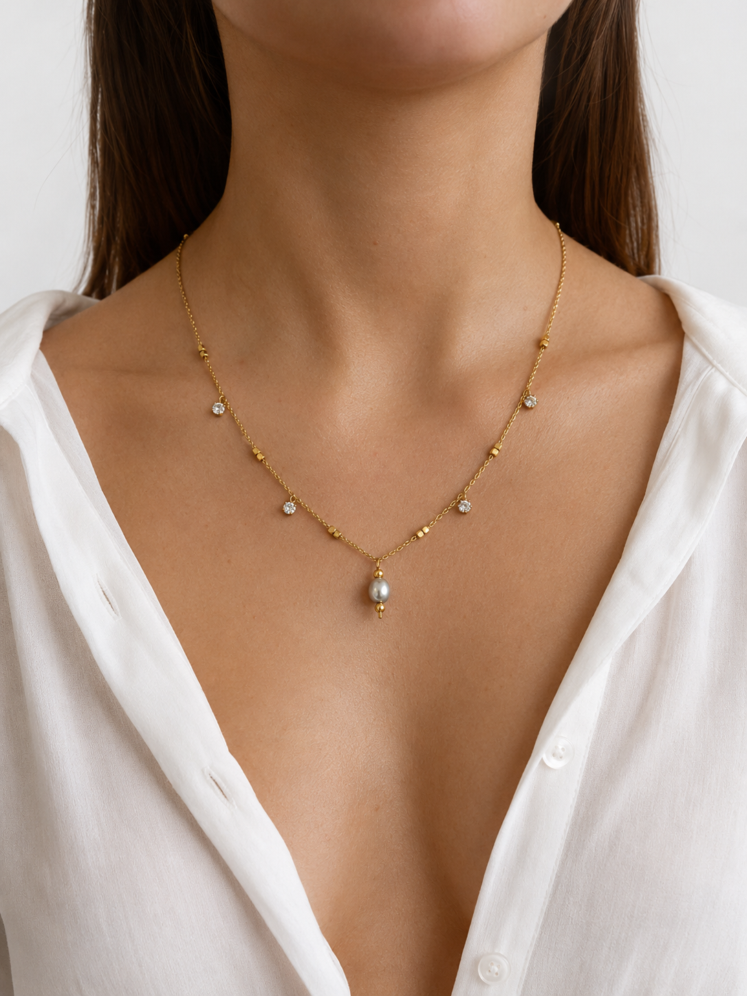 Sparkling Grey Pearl Necklace