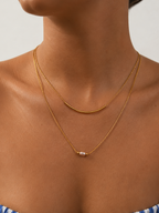 Arc Layer Pink Pearl Necklace