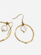 Coin Pearl Hoop Earrings