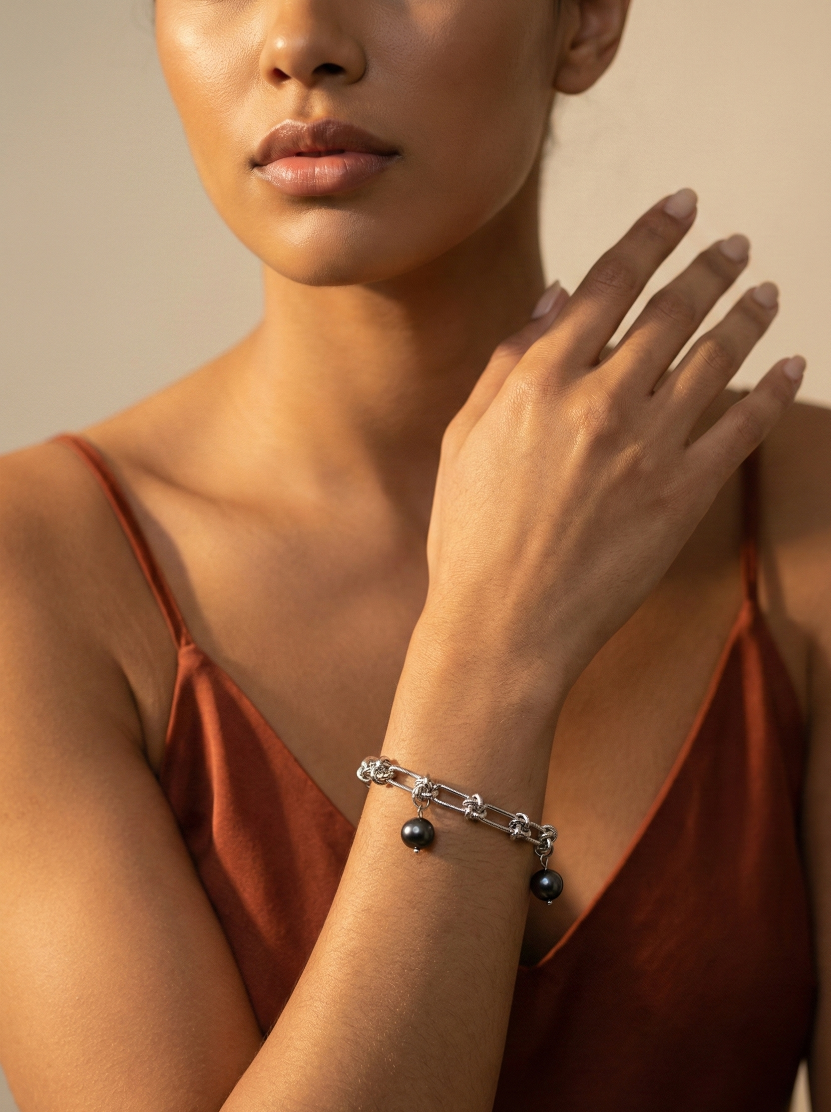 Bracelet Alex - Round Black Pearls