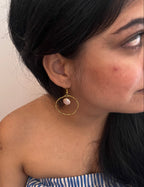Coin Pearl Hoop Earrings
